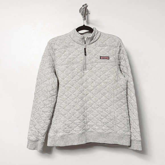 Vintage Vineyard Vines Quilted Shep 1/4 Zip Pullover Light Gray Medium - Picture 1 of 8